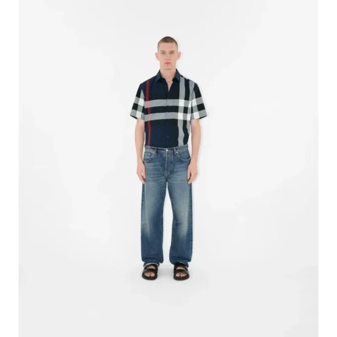 Camicia in cotone a quadri con vestibilità slim