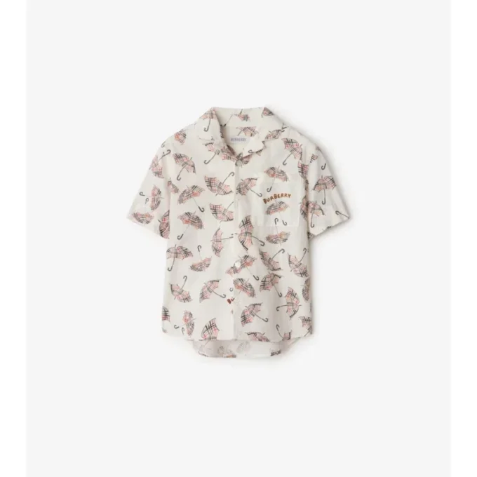 Camicia in cotone con motivo a ombrelli