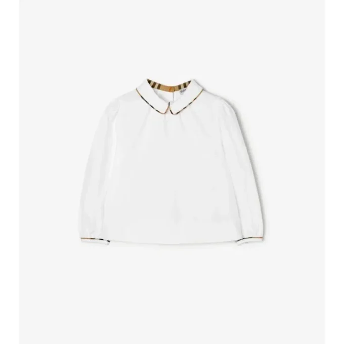 Camicia in cotone con rifiniture a quadri