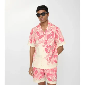 Camicia in cotone dal taglio morbido con cavallucci marini