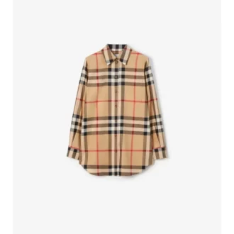 Camicia in cotone elasticizzato con motivo a quadri