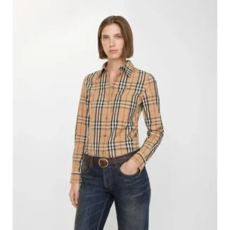 Camicia in cotone elasticizzato con motivo a quadri