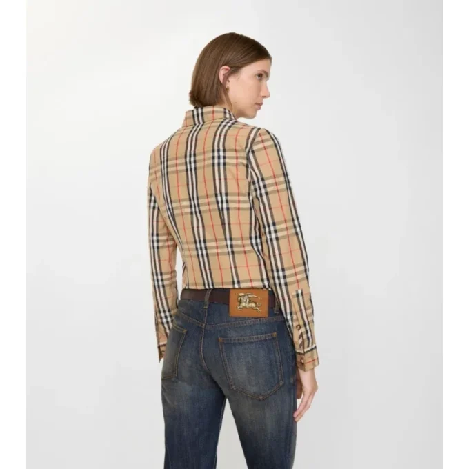 Camicia in cotone elasticizzato con motivo a quadri