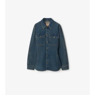 Camicia in denim dal taglio aderente e svasato