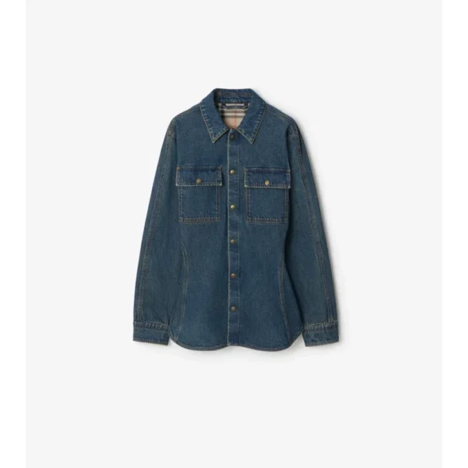 Camicia in denim dal taglio aderente e svasato
