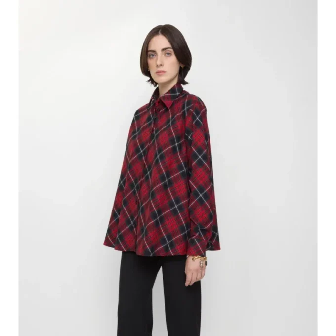 Camicia in flanella di cotone a quadri dalla vestibilità comoda