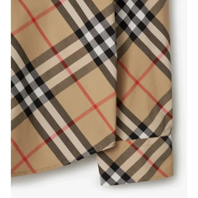 Camicia in popeline di cotone a quadri, vestibilità comoda