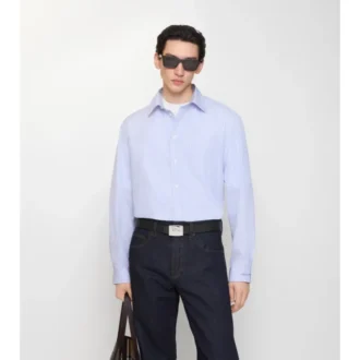 Camicia in popeline di cotone a righe dalla vestibilità regolare