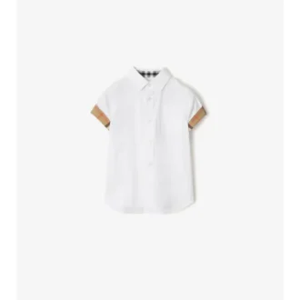 Camicia in popeline di cotone con bordi a quadri