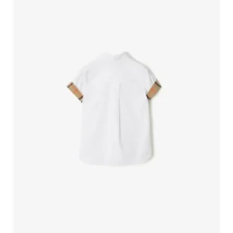 Camicia in popeline di cotone con bordi a quadri