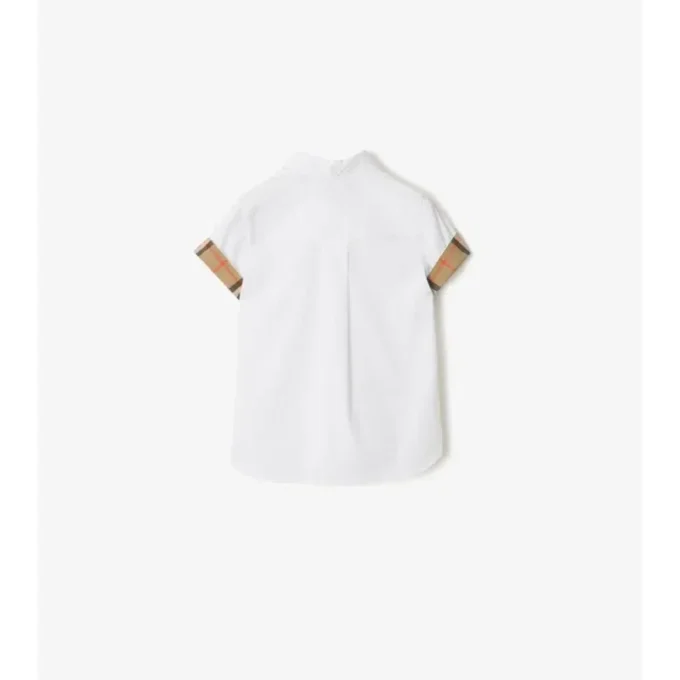 Camicia in popeline di cotone con bordi a quadri