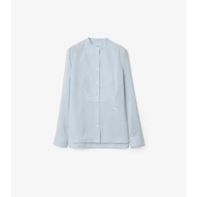 Camicia in popeline di seta a righe dalla vestibilità comoda