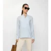 Camicia in popeline di seta a righe dalla vestibilità comoda