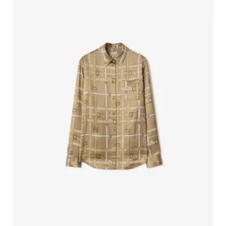 Camicia in viscosa con motivo a quadri e cintura, vestibilità regolare