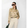 Camicia in viscosa con motivo a quadri e cintura, vestibilità regolare