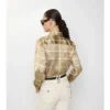 Camicia in viscosa con motivo a quadri e cintura, vestibilità regolare