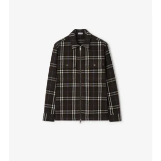Camicia oversize in flanella di lana a quadri