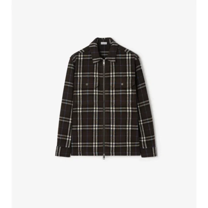 Camicia oversize in flanella di lana a quadri