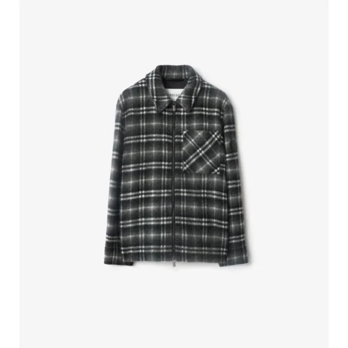 Camicia oversize in lana a quadri