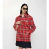 Camicia oversize in lana a quadri