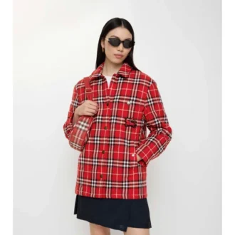 Camicia oversize in lana a quadri
