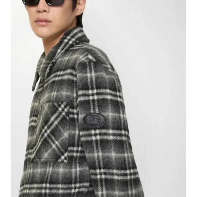 Camicia oversize in lana a quadri
