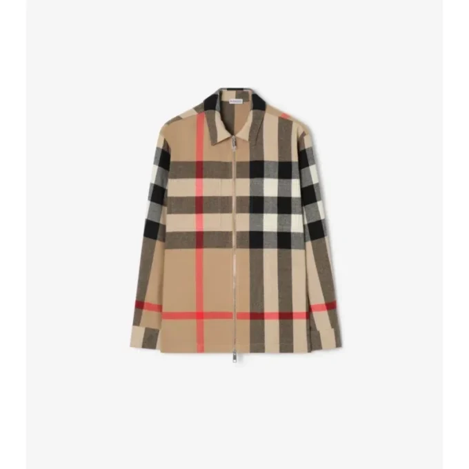 Camicia oversize in lana e cotone a quadri