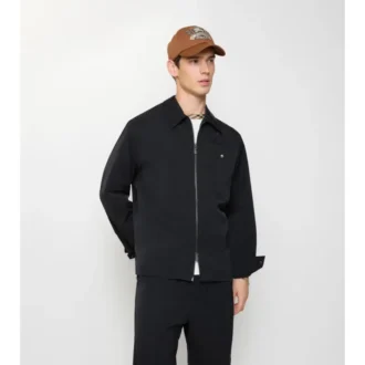 Camicia oversize in nylon con chiusura a zip