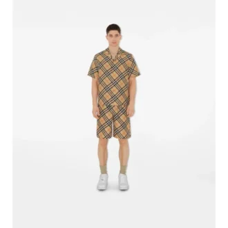 Camicia oversize in seta con motivo a quadri