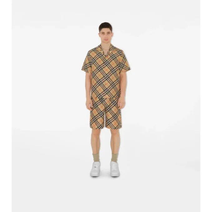 Camicia oversize in seta con motivo a quadri