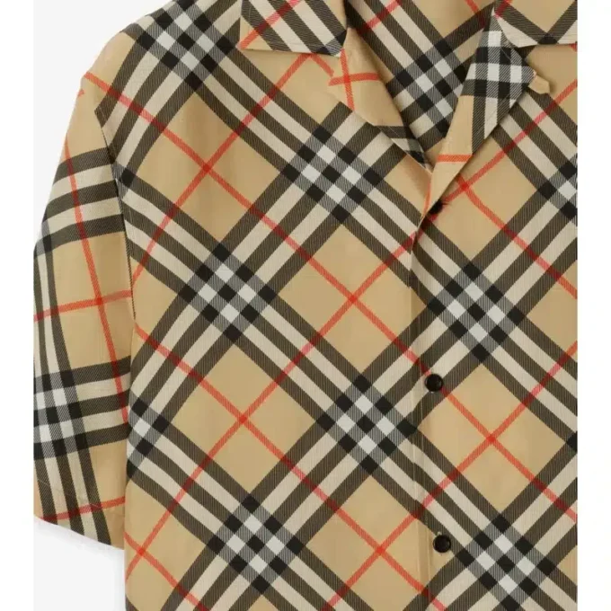Camicia oversize in seta con motivo a quadri