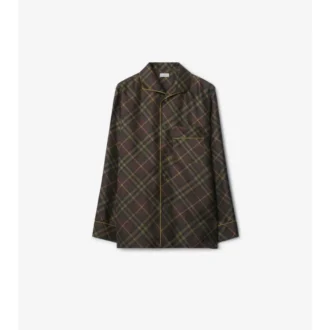 Camicia pigiama in seta a quadri