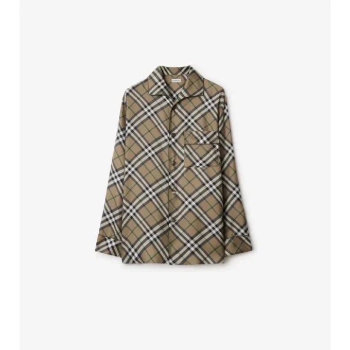 Camicia pigiama in seta a quadri