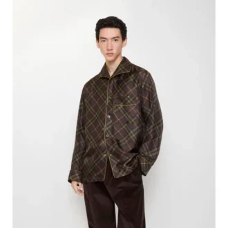Camicia pigiama in seta a quadri