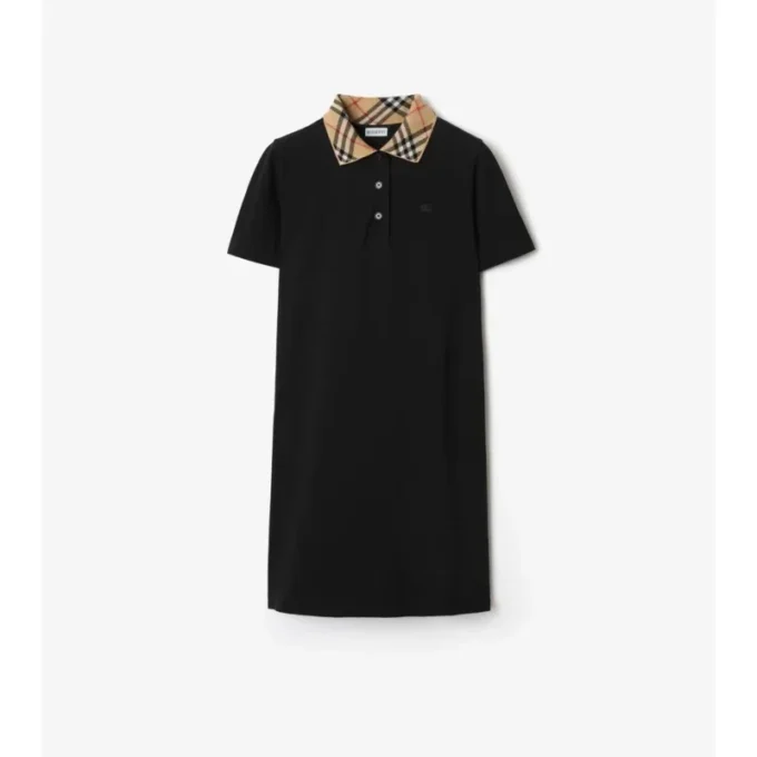 Camicia polo in cotone con collo a quadri