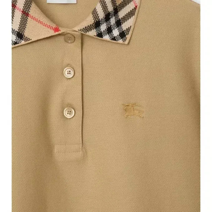 Camicia polo in cotone con collo a quadri