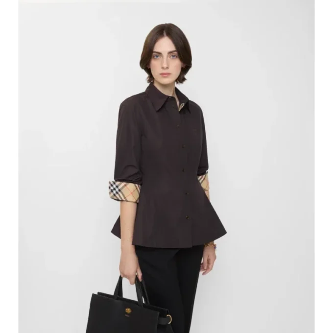 Camicia slim fit in popeline di cotone