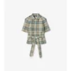 Camicia trench corta in misto lana e lino con motivo a quadri