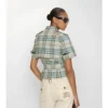 Camicia trench corta in misto lana e lino con motivo a quadri