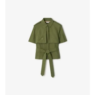 Camicia trench corta in popeline di cotone