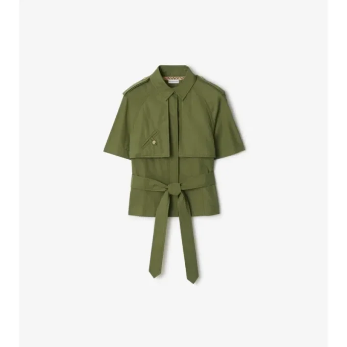 Camicia trench corta in popeline di cotone