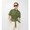 Camicia trench corta in popeline di cotone