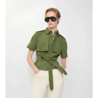 Camicia trench corta in popeline di cotone