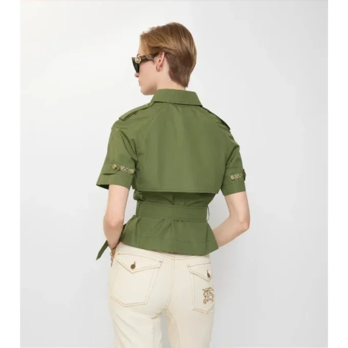 Camicia trench corta in popeline di cotone