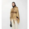 Cappa in cashmere con finiture in pelle