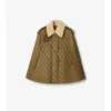 Cappa in cotone melange trapuntato con collo in shearling