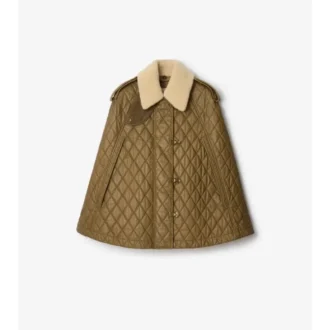 Cappa in cotone melange trapuntato con collo in shearling