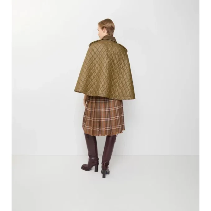 Cappa in cotone melange trapuntato con collo in shearling