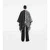 Cappa in jacquard di lana e cashmere a quadri a contrasto