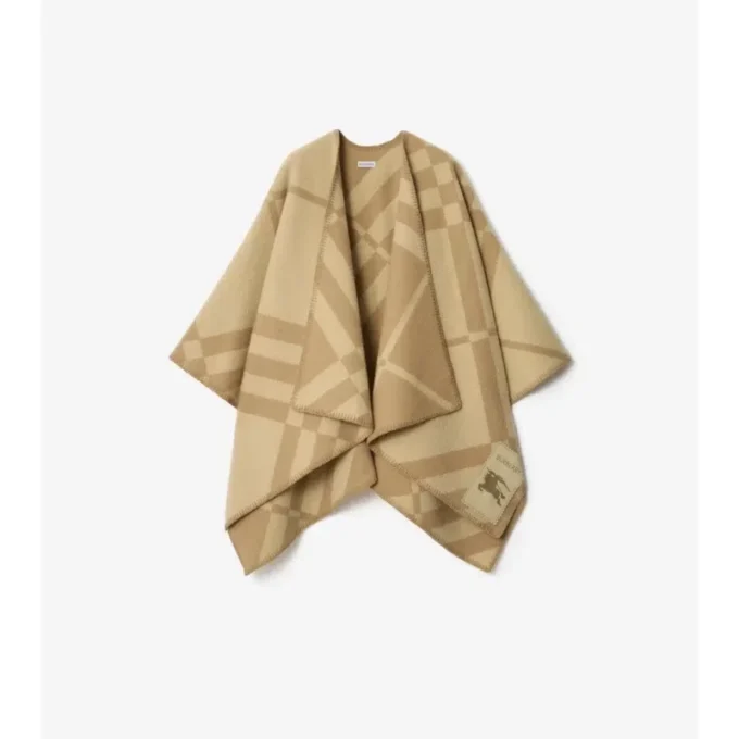 Cappa in misto lana e cashmere a quadri
